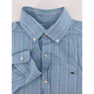 Vineyard Vines Whale Shirt Mens XS Blue Plaid Long Sleeve Button Down Preppy